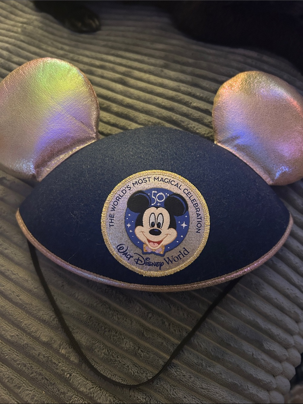 Walt Disney World 50th Anniversary Mickey Ear Headband - Navy & Iridescent Pink